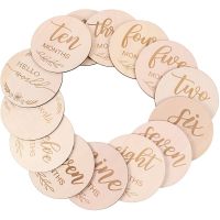 ✘▥ Wooden Baby Monthly Milestone Photo Cards Double Sided Photo Prop Milestone Discs Baby And Pregnancy Growth Announcement Cards