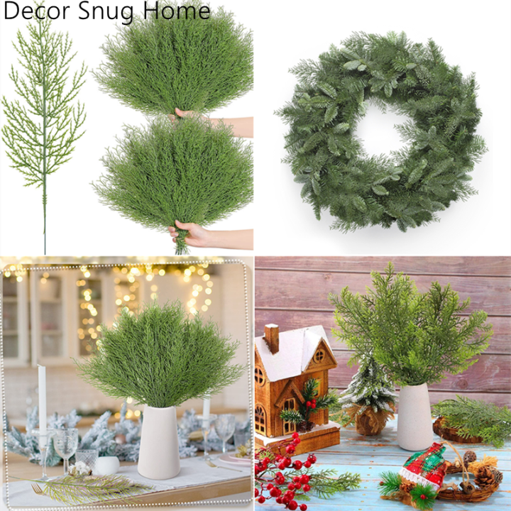 free-shipping-5pcs-พวงหรีดไม้สนเทียมใบสนพืชสีเขียวต้นคริสต์มาสงานฝีมือแบบทำมือตกแต่งคริสต์มาสสำหรับบ้าน