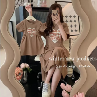 TINGQI Mother Daughter Macthing Dresses Family Set Flower Mom Mum Baby Mommy and Me Clothes Fashion Women Girls Cotton Dress