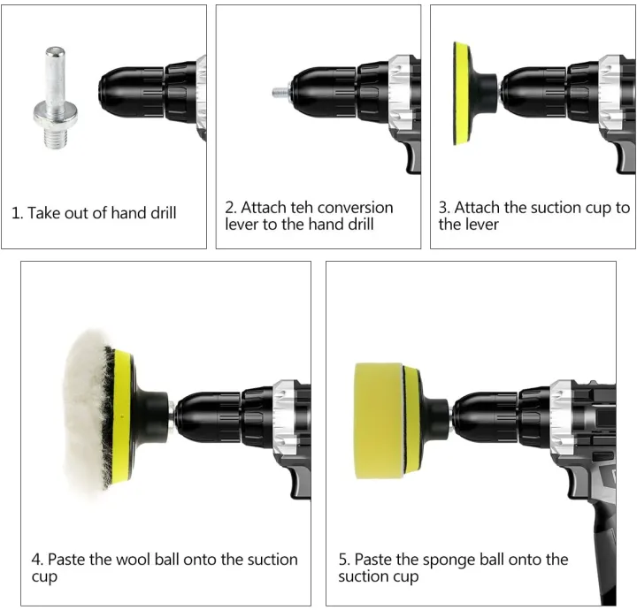 25Pcs 3inch Polishing Sponge Wheel Buffing Pad Set for Glass/Car Polisher with 2pcs M10 Drill Adapter Pad Set For Car Polisher