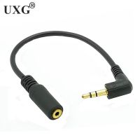 AA 1Pcs  3.5Mm 3 Pole TRS Right Angled Audio Stereo Male To Female Extension Black  15Cm