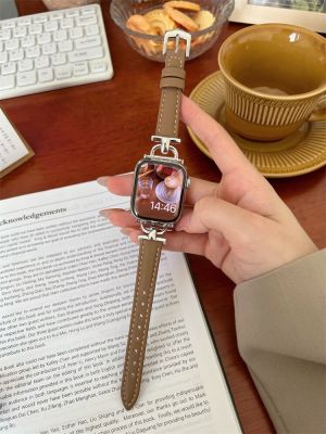 Leather Slim Watchband For Apple Watch Band 41MM 45MM 40mm 44mm 38mm 42mm Series 7 SE 6 5 4 3 2 1 Woman Thin Correa Wrist Strap Straps