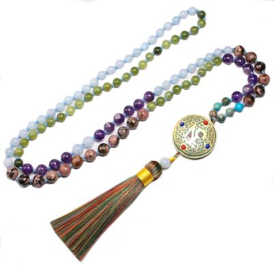 108 Beads Mala Nacklace Charm Tassel Natural Stone Chakra Japa Meditation Spiritual Practices Yoga Jewerly