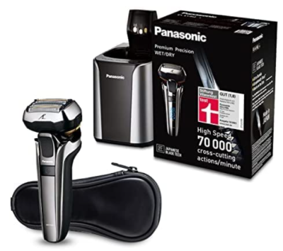 Panasonic Premium Razor ES-LV9Q with Ultra Flexible 5D Shaving Head, Gentle Wet and Dry Razor with Cleaning Station, Silver