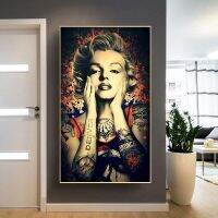 Retro โปสเตอร์ Marilyn Monroe Tattoo โปสเตอร์และภาพพิมพ์ภาพวาดผ้าใบ Modern Wall Art รูปภาพสำหรับห้องโถงห้องนั่งเล่น decor