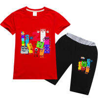 Numberblocks ชุดกางเกงขาสั้นสำหรับเด็กผู้หญิงชายสั้นแขนใส่ได้ทั้งชายและหญิงทำจากผ้าฝ้ายสำหรับฤดูใบไม้ร่วงฤดูร้อน0000เสื้อผ้ามีกระดุมลายการ์ตูน