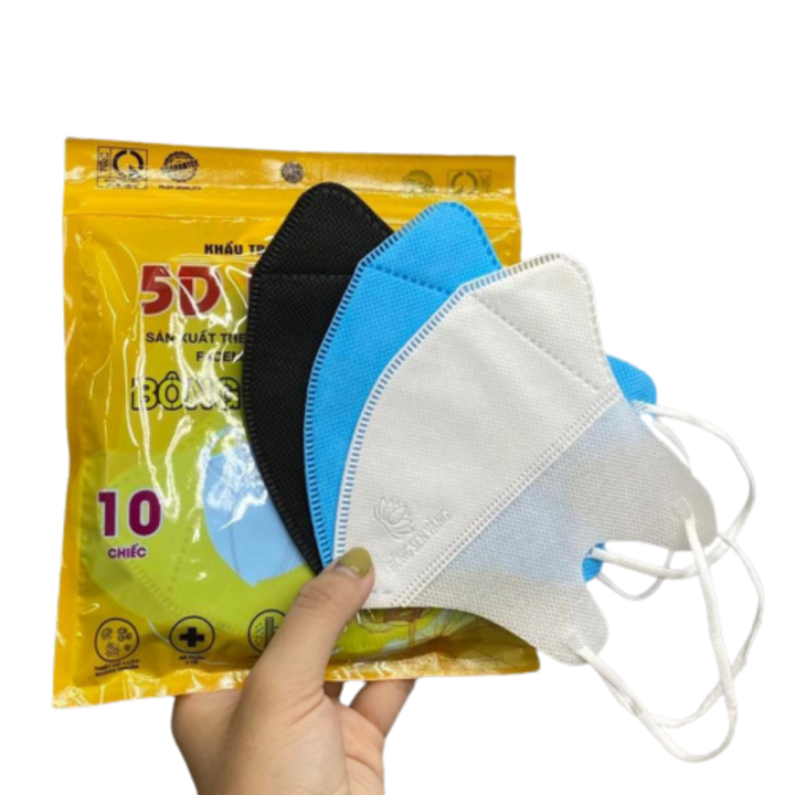 Khẩu trang 5d mask Bông sen vàng 3 lớp kháng khuẩn | Lazada.vn