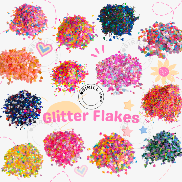 nail-flakes-กลิตเตอร์จากเกาหลี-แบบบางเก็บงานง่าย-กลิตเตอร์-กากเพชรเรืองแสง-กากเพชรแต่งหน้า-กากเพชรดาว-กากเพชรหัวใจ