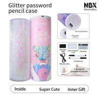 NBX cool quicksand pen box USB charging password does not lose students favorite glitter stationery hard pencil bags