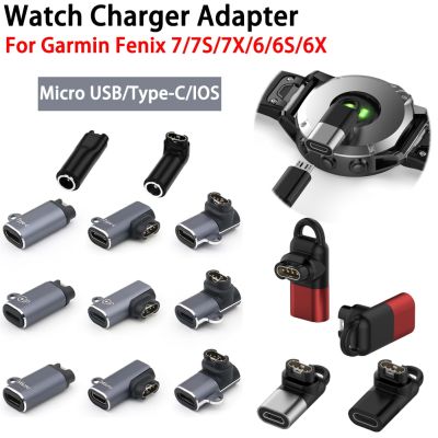 Micro USB/Type-C/IOS Female to Charging Adapter For Garmin Fenix 7/7S/7X/6/6S/6X Smart Watch Charger Cable Connector Accessories Docks hargers Docks C