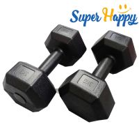 ?PVC Hex Dumbbell 3KG x2 ดัมเบล 3กก.แพ็คคู่ ดัมเบลหกเหลี่ยม ดัมเบลยาง สีดำ (1 คู่)?