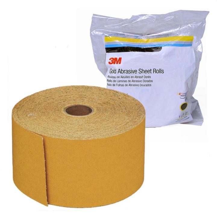 กระดาษทรายม้วนแบบขัดแห้งหลังกาว 3M 2 ¾” x 25yds Stikit Gold Sand Paper Sheet Roll