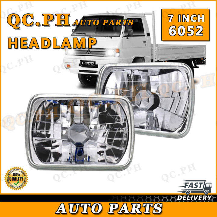 QC.PH 1Pair 7 inch 6052 Headlights For L200 L300 Jeepney Head Lights With T10 Medium light