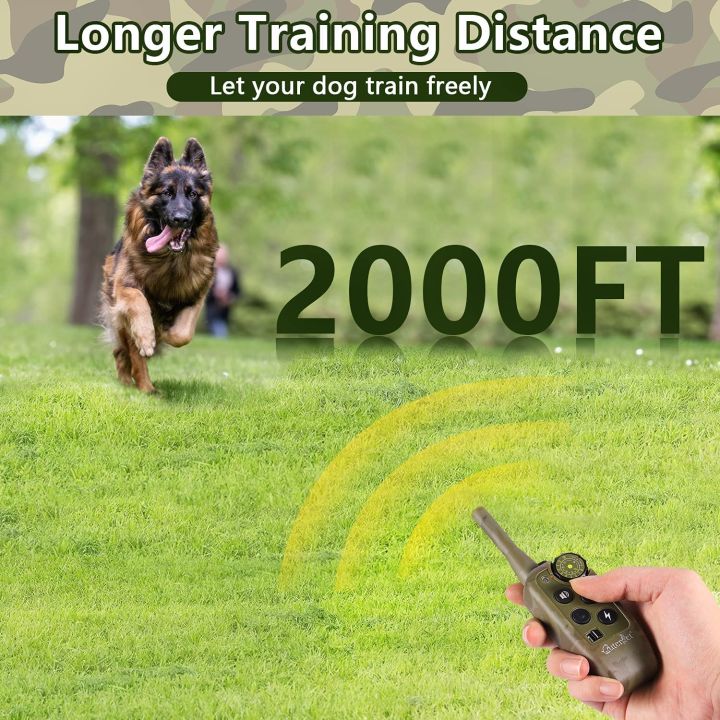 การควบคุมระยะไกล2000ft-ไฟฟ้าปลอกคอฝึกสุนัขกันน้ำแบบชาร์จสัตว์เลี้ยงป้องกันเปลือกควบคุมปกสำหรับสุนัขไฟฟ้า-shocke