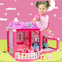 Baby Handmade Family Dollhouse Pretend Play Princess Castle DIY Assemble Villa Doll House With Miniature Furnitures Toys Gifts