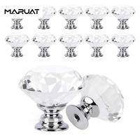 Knurled Handle Diamond Shape Design Crystal Glass Knobs Cupboard Drawer Pull Kitchen Cabinet Door Wardrobe Handles Hardware