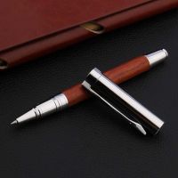 High Quality 200 Wood ball point Pen Sandalwood Stainless Steel Rollerball Pens Business Office School Supplies Writing Ink Pens Pens