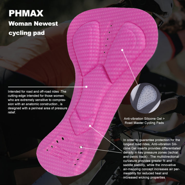 phmax-กางเกงขาสั้นสำหรับปั่นจักรยานผู้หญิง-กางเกงขาสั้นปั่นจักรยานเสือภูเขาพร้อมเจลโพลีเอสเตอร์100-ขาสั้นระบายอากาศได้ดีกางเกงขาสั้นจักรยานเสือภูเขาไลคร่า-mtb