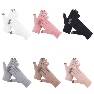 ถุงมือกันหนาวสำหรับผู้หญิง1คู่,ถุงมือคลุมนิ้วมือให้ความอบอุ่นแบบนุ่มนวลเครื่องประดับผ้าสีเรียบง่ายสำหรับใส่กลางแจ้ง