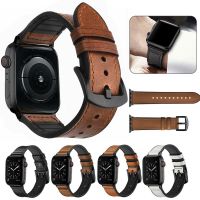 Apple Watch Series 7 6 SE 5 4 3 2 1 Genuine Leather iWatch Band Strap 38/42/40/44mm 41mm 45mm 〖WYUE〗