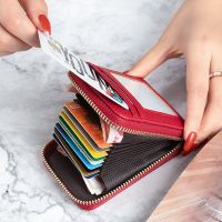 Dompet Tempat Multi Kartu Pria Dompet Wanita Tempat Kartu Bisnis Kulit Ritsleting Casing Pelindung Kartu Dompet Tempat Kartu Bank ID