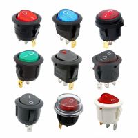 1Pcs ON/OFF Round Rocker Toggle Switch 6A/250VAC 10A 125VAC Power Switch Cap with Plastic Push Button Switch 2PIN 3PIN LED Light Electrical Circuitry