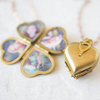 HHH Diy เครื่องประดับ Vintage Heart Shaped 4ชั้น Photo สร้อยล็อคเก็ตเปิดจี้