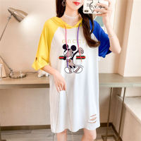 (พร้อมส่ง) Fashion Dress SHOP เน็ต สไตล์ใหม่ เกาหลี" มิกกี้" เสื้อยือ ผู้หญิง พรัอมส่งรุ่นหลวมกางมี5สี ดำ/ขาว/ม่วง/เขียว/แดง