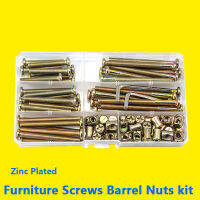 Hex ซ็อกเก็ตแบนหัวเฟอร์นิเจอร์สกรู Barrel Nuts ชุดเด็กสกรูฮาร์ดแวร์ Assortment Kit สำหรับเตียงเด็กเหล็กคาร์บอน M6-WJJEE SHOP