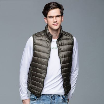 ZZOOI 2021 New Mens Winter Coat 90% White Duck Down Vest Portable Ultra Light Sleeveless Jacket Portable Waistcoat for Men