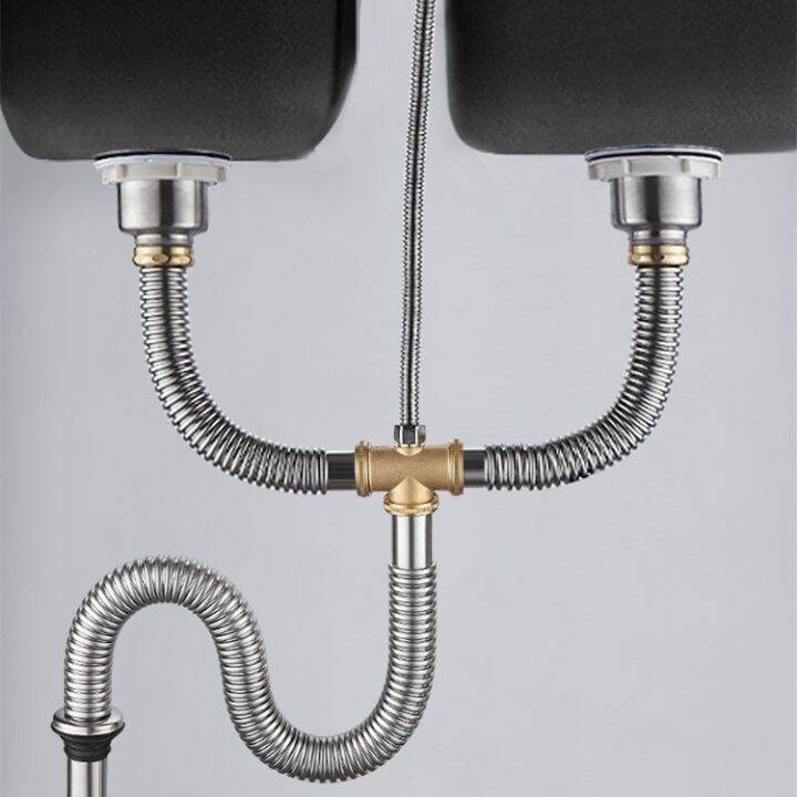 Stainless steel kitchen sink doubleslot drainer Ytype doublepass