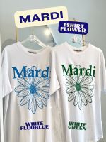 พร้อมส่ง✅ เสื้อ MARDI MERCREDI Flower T-shirt - White Green / White Fluoblue