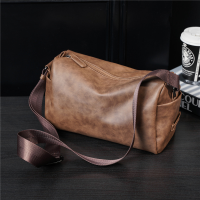 Casual Cylinder Shoulder Crossbody Men Bags Solid Leather Cross Body Shoulder Bag For Male Sling Man Messenger Bag