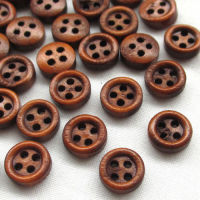 50pcs 8mm Mini Brown Wood Buttons 4 Holes Craft Clothe Sewing Decor Button Haberdashery