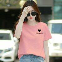 2023 NewWomen S T-Shirt Cotton Combed DIAMOND LOVE Crewneck Women S T-Shirt Girls Short Sleeve