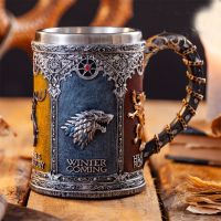 Game of Thrones Beer Glass Creative Viking Pirates Big Wine Draft Cup with Handle Ceramic Embossed Bar Personality cup glass