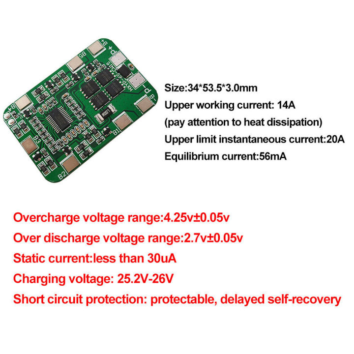 pcbfun-แผ่นป้องกันแบตเตอรี่6s-14a-22-2v-25-2v-สำหรับพีซีบีแผงป้องกันแบตเตอรี่-bms-ลิเธียม18650แผ่นป้องกันวงจรรวม