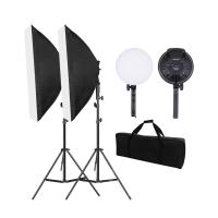 Freneci 2Pcs การถ่ายภาพ Bi Color Dimmable Light 2Pcs Softbox Lampshade US Plug