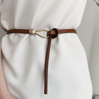 Luxury Brand Women Belts Thin Golden Buckle PU Leather Strap For Dress Trousers Casual Black Ladies Female Designer Waistband