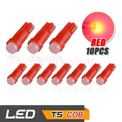 65Infinite (แพ๊ค 10 COB LED T5 สีแดง) 10 x T5 74 2721 37 1SMD LED มาตรวัดความเร็ว ไฟเรือนไมล์ ไฟปุ่มกด ไฟสวิทช์ Speedometer Instrument Gauge Cluster Dash Light Bulbs สี แดง (Red)