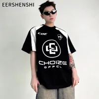 EERSHENSHI เสื้อยืดแขนห้าส่วนสำหรับวัยรุ่นของผู้ชายแฟชั่นคอกลมยอดนิยมสำหรับฤดูร้อนอินเทรนด์สไตล์คนเมืองมาตรฐานสไตล์ใหม่