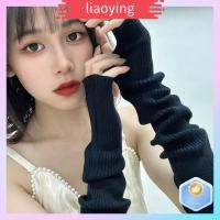 LIAOYING ฤดูหนาวในฤดูหนาว ถุงมือถักนิตติ้ง อบอุ่นและอบอุ่น ลำลองแบบสบายๆ แขนเสื้อแขน แฟชั่นสำหรับผู้หญิง นุ่มนุ่มๆ ถุงมือนวม สำหรับผู้หญิง