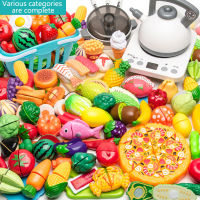 Kids Plastic Kitchen Toy Shopping Cart Set Cut Fruit and Vegetable Food Play House Simulation Toys Early Education Girl Gifts