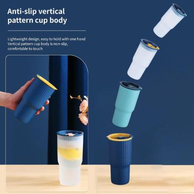 1Pcs Plastic Coffee Mug Portable Water Bottle Outdoor Reusable Cold Drink Straw Cups Iced And With Lid Drinkware J0P9