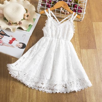 NNJXD Girls Party Dress White Lace Princess Flower Kids Dress Party Birthday Elegant For Girl Wedding Dress Girl Dress