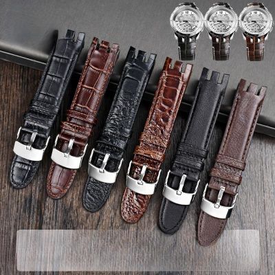 ♦✙ สายนาฬิกาหนังแท้สำหรับ Swatch Yrs403 412 402G โค้งเว้า-นูนปาก Cowhide 21 มม. Men Watch Band