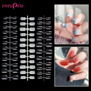 PINPAI 120pcs Clear Natural Long Press On False Nails Square Artificial