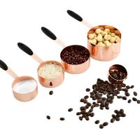 5pcs Set Copper Plated Stainless Steel Measuring Cup for Baking Flour Milk Powder Sugar Coffee Measuring Spoon Rose Gold Kitchen