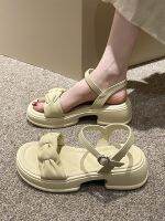 ☫ French high-end sandals womens 2023 new summer fairy style niche thick bottom with skirt Roman beach sandals