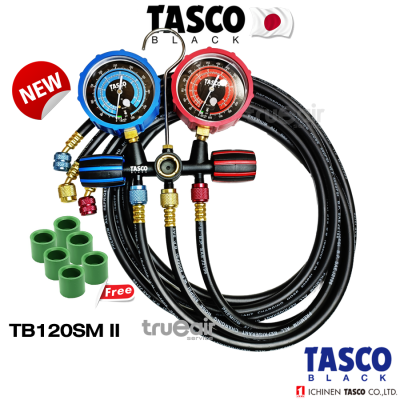 เกจ์คู่ชาร์จน้ำยา TASCO BLACK รุ่นTB120SM II ชุดเกจวัดน้ำยา  ใช้กับน้ำยา R12,R22,R134a,R404a